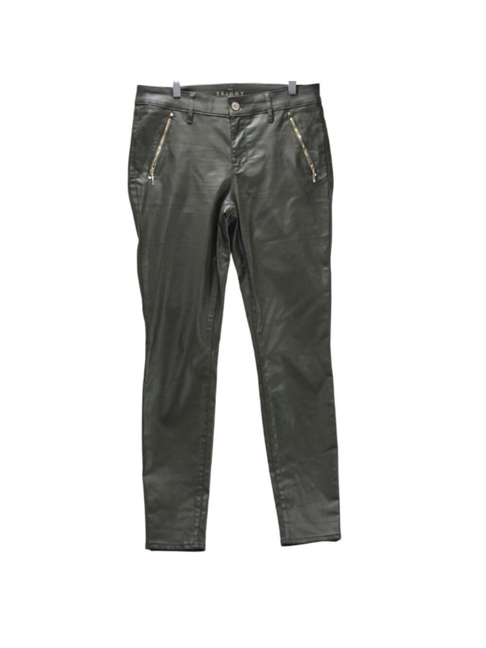 WHITE HOUSE BLACK MARKET Womens The Skinny Zip pockets Faux Leather green Size 6 - Picture 8 of 15